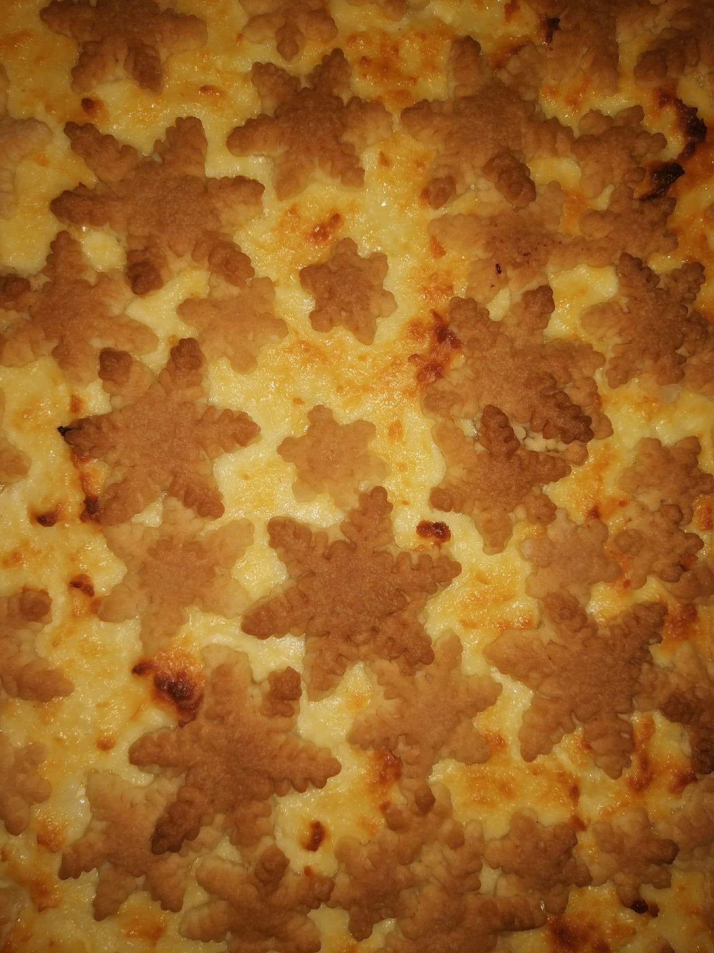 cheese pie with snowflakes