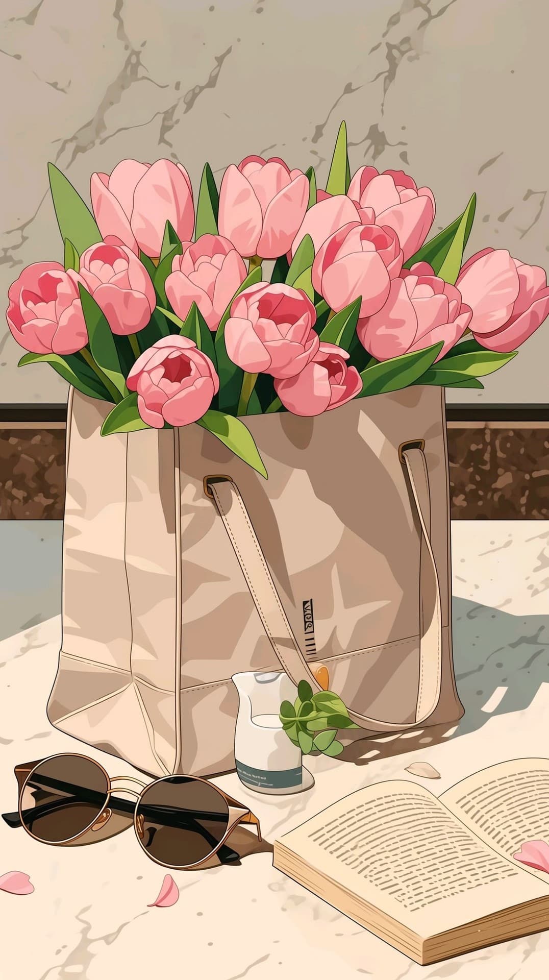 핑크색, 튤립 배경화면