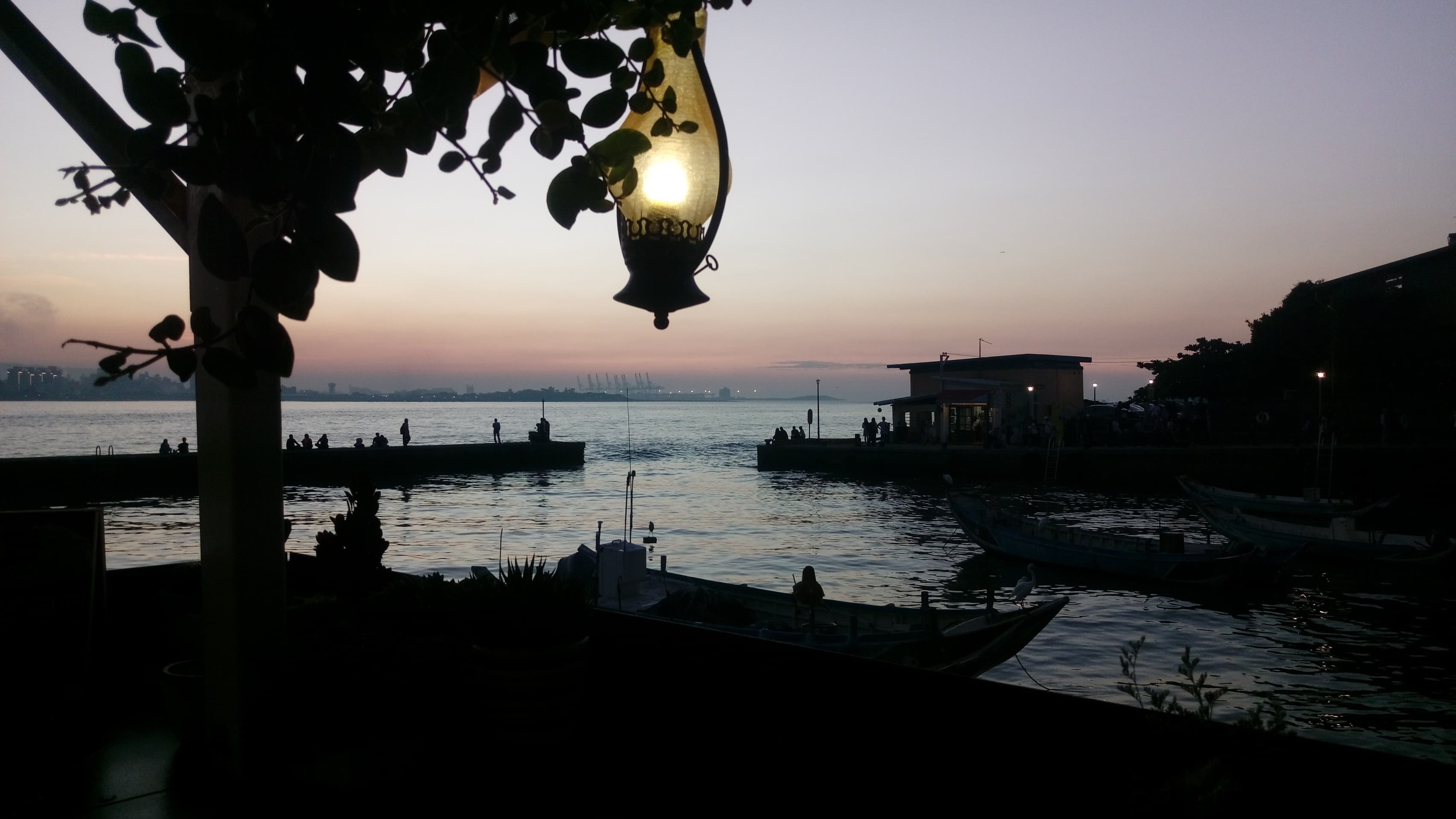 Sunset of fishing port