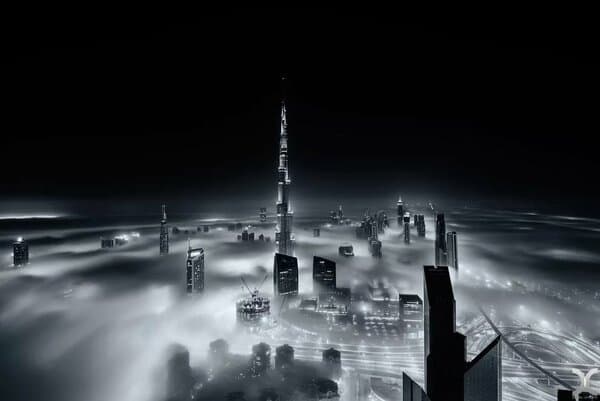 city in the fog