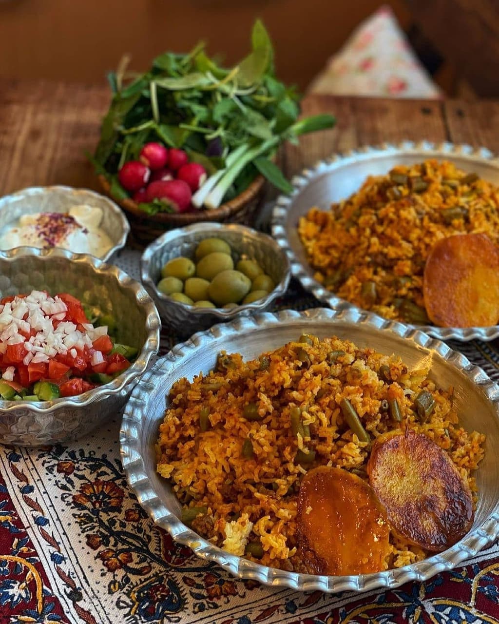 Iranian Food (Loobia Polo)