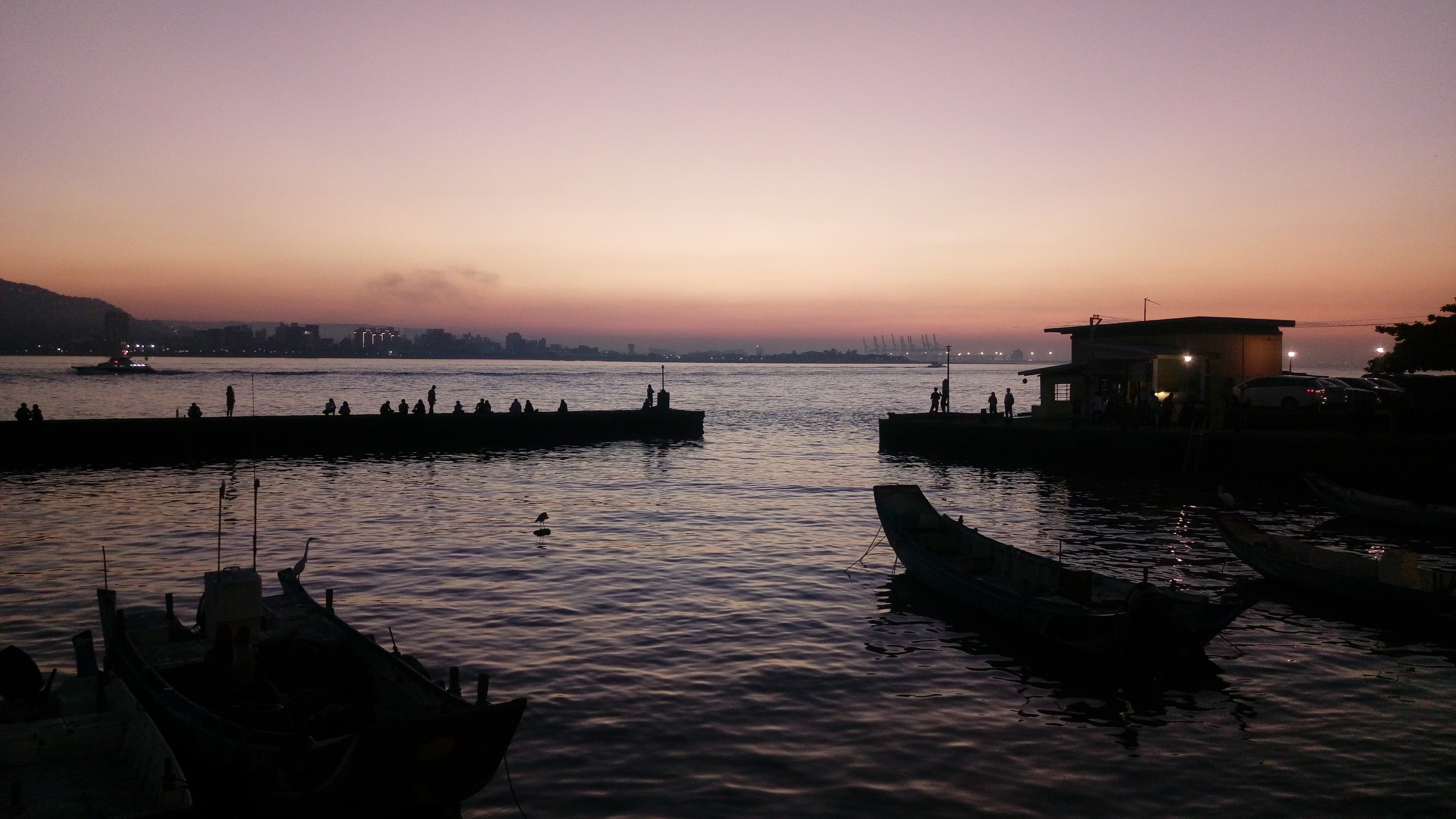 sunset of fishing port