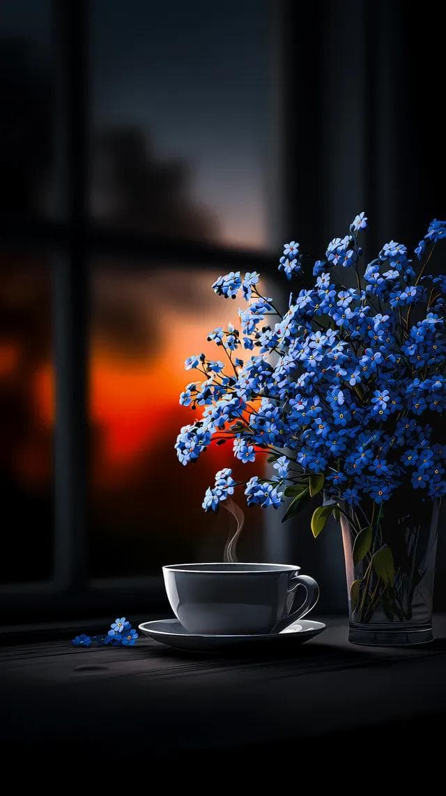 파란, 꽃꽃이 배경화면