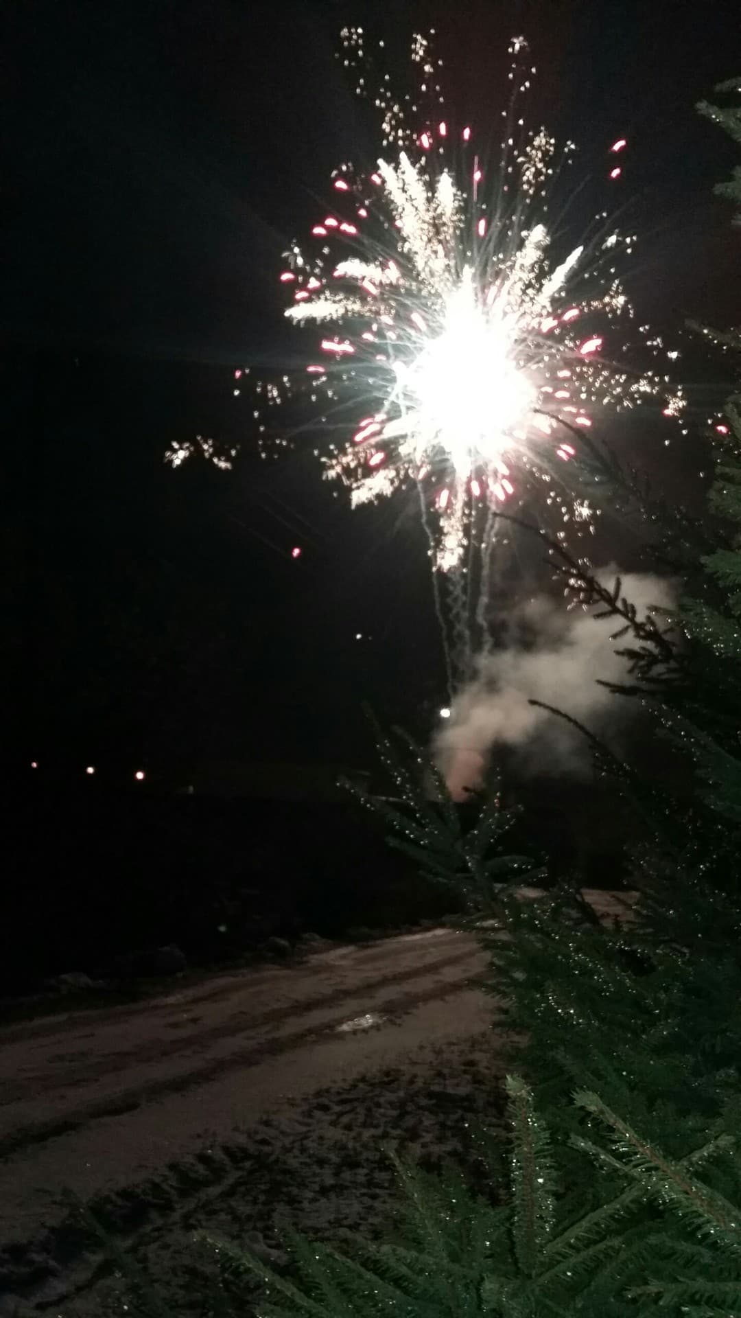 Новогодний салют в деревеньке)