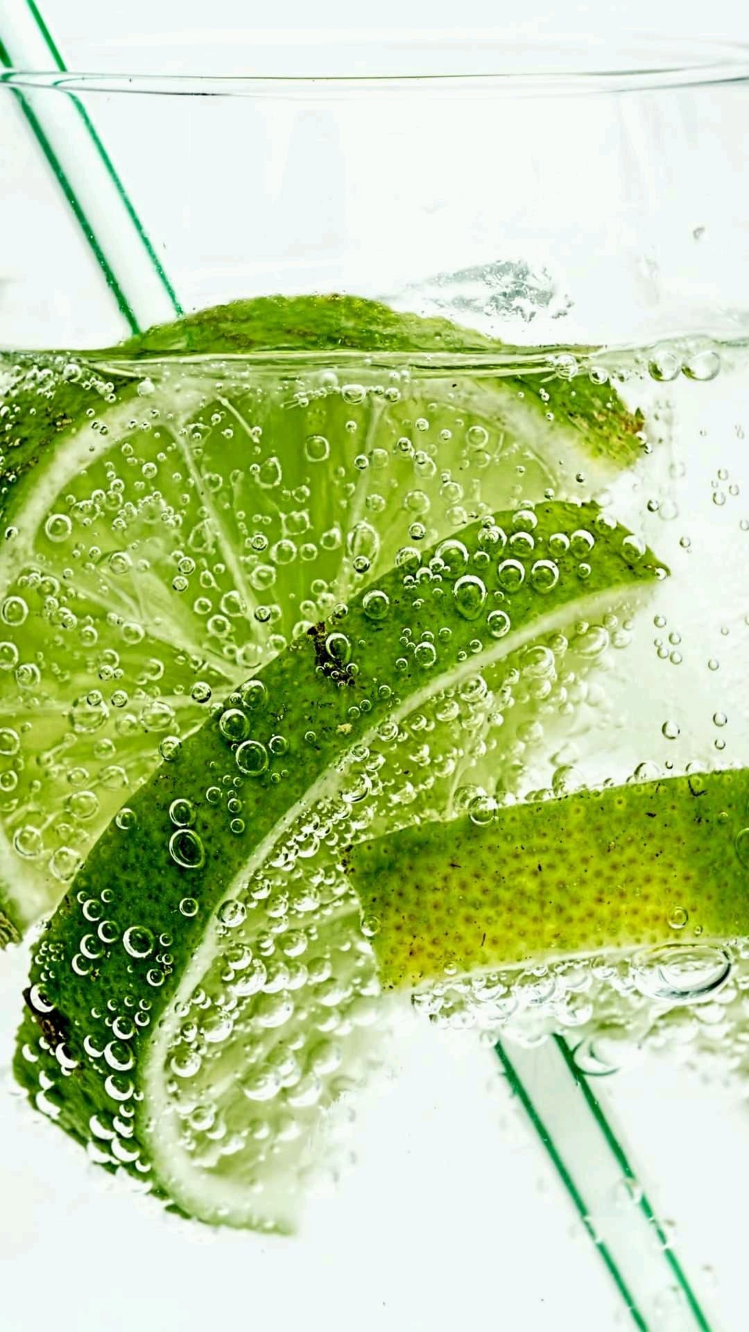 Splash of lime in seltzer water